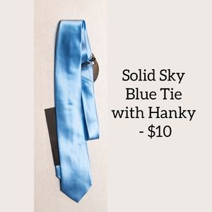 Solid Sky Blue Tie with Hanky